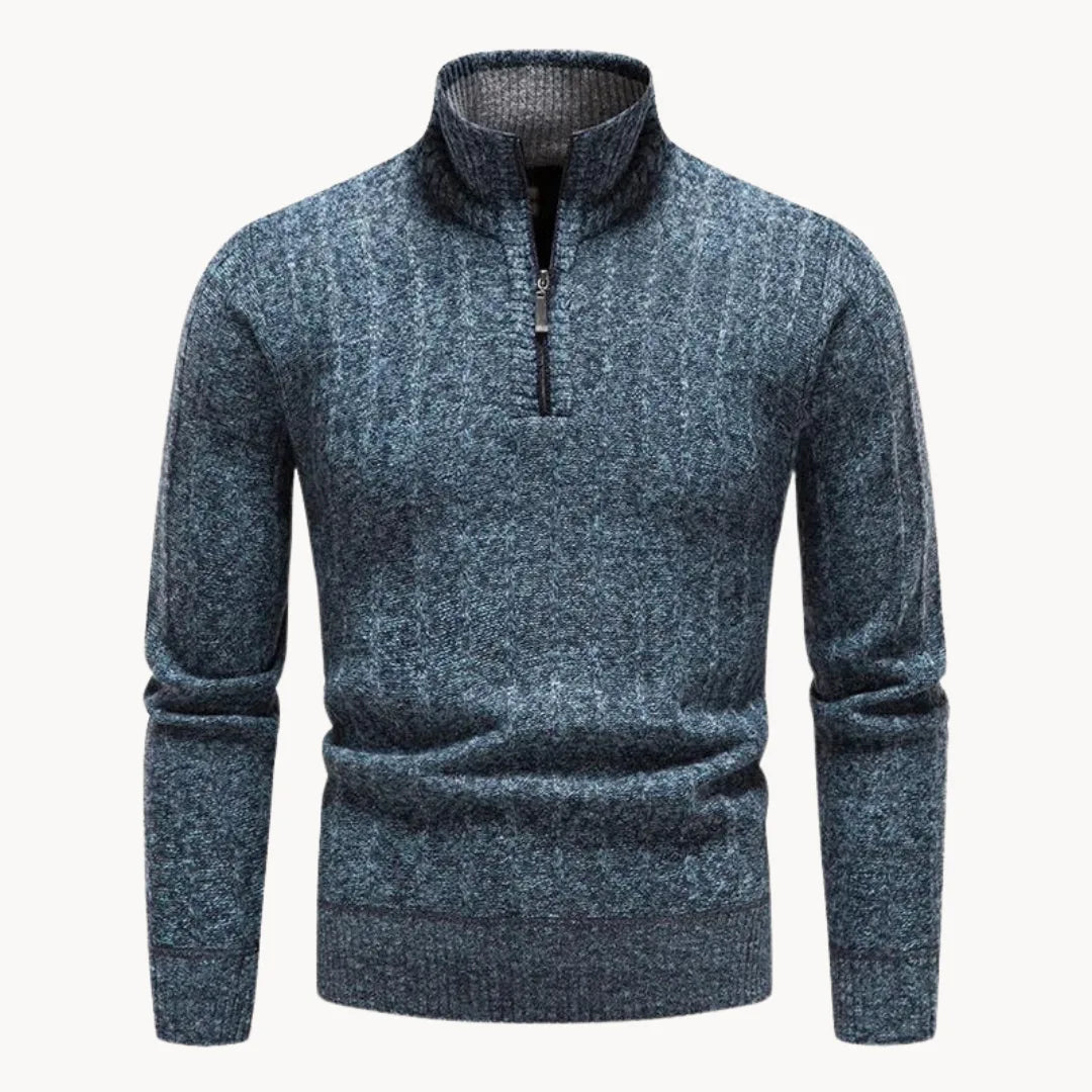 Hugo | Jumper with Quarter Zip and Stand-Up Collar