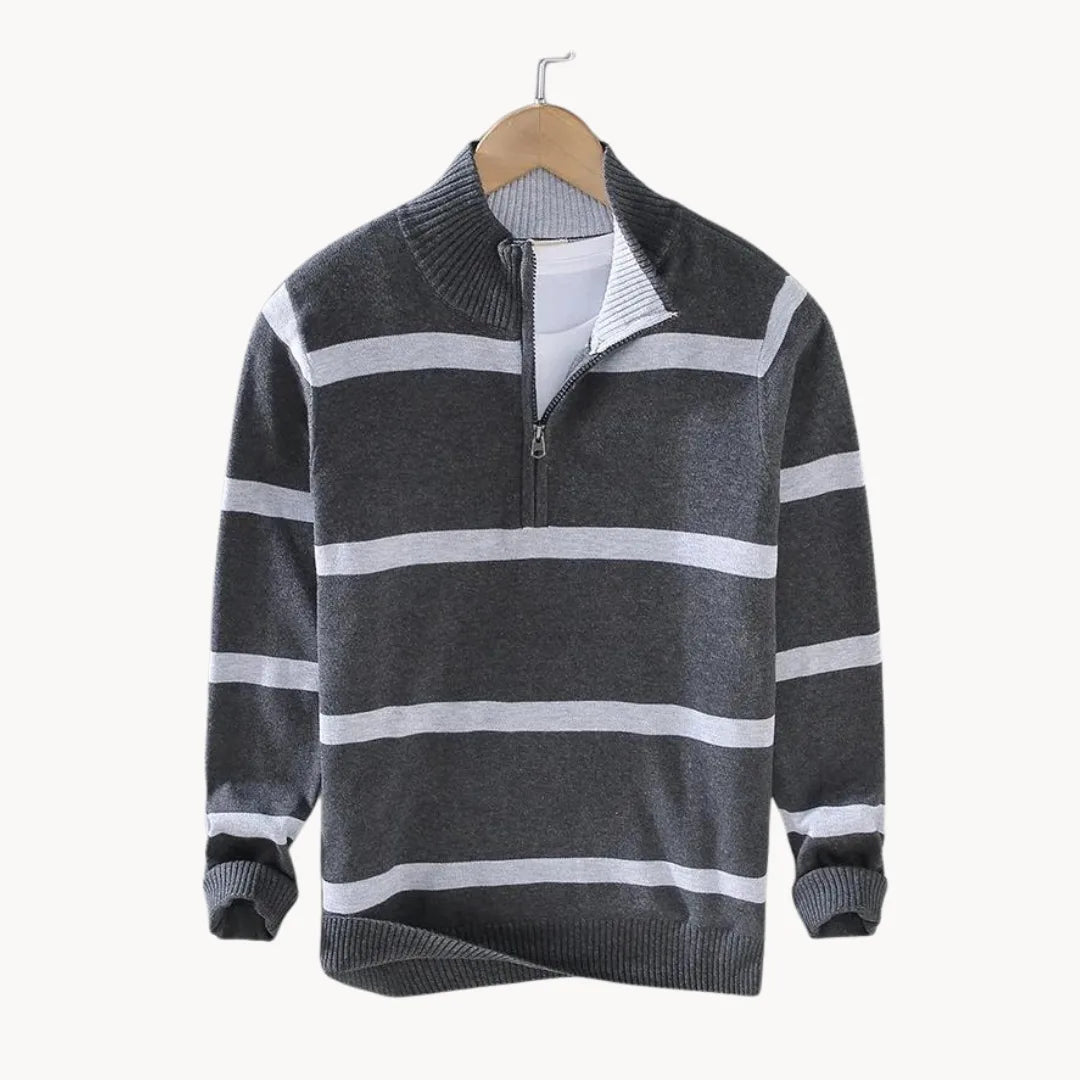 Hugo | Jumper with Quarter Zip and Stand-Up Collar