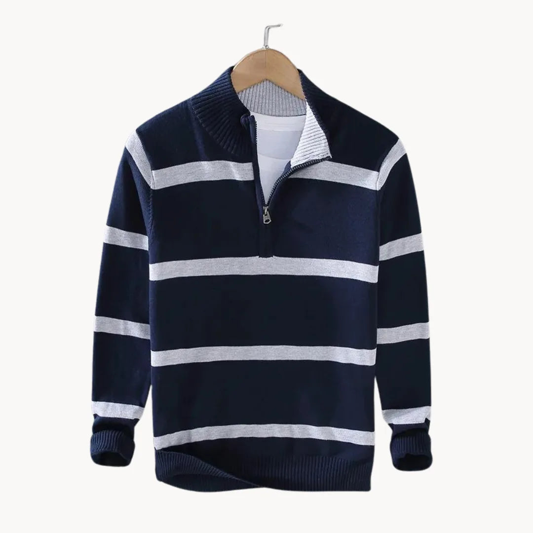 Hugo | Jumper with Quarter Zip and Stand-Up Collar