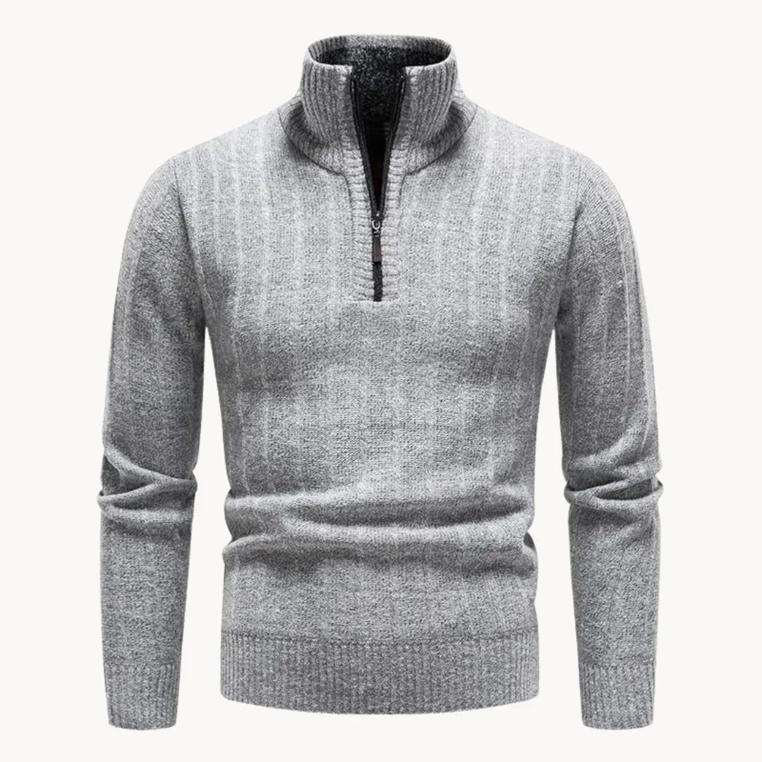 Hugo | Jumper with Quarter Zip and Stand-Up Collar