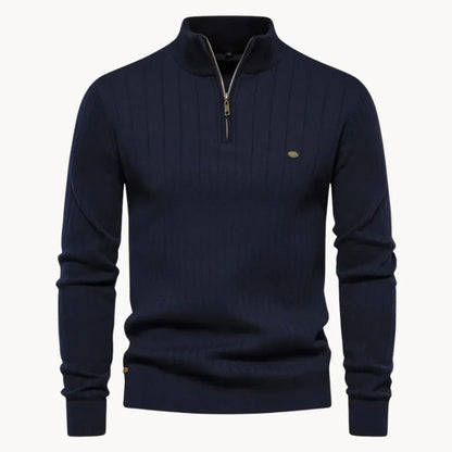 Hugo | Knitted Jumper with Quarter Zip and Ribbed Texture