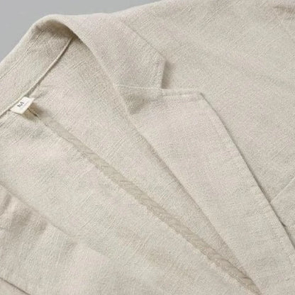 Hugo | Linen blazer with lapel collar and front pockets