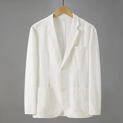 Hugo | Linen blazer with lapel collar and front pockets