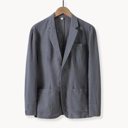 Hugo | Linen blazer with lapel collar and front pockets