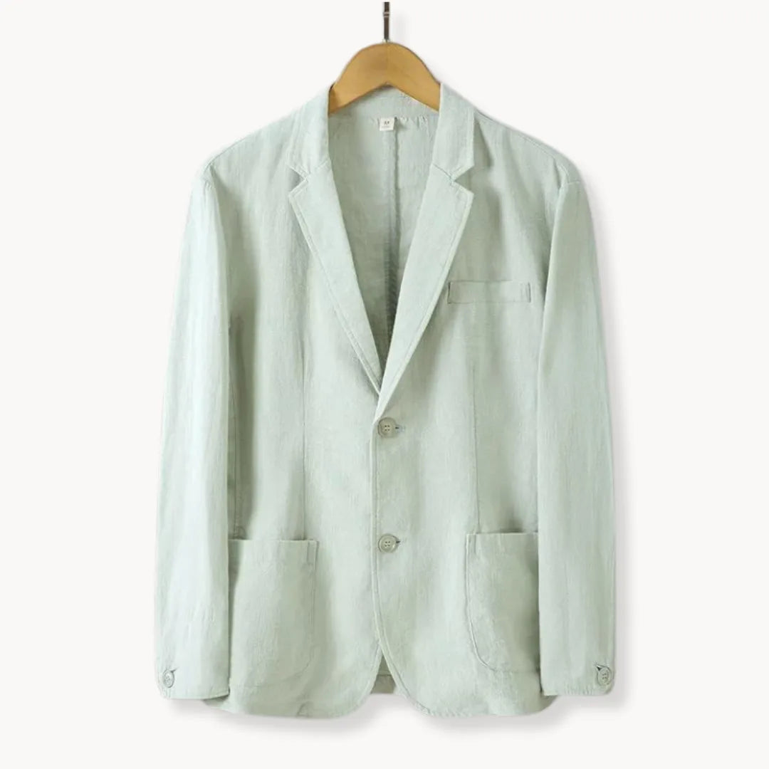 Hugo | Linen blazer with lapel collar and front pockets