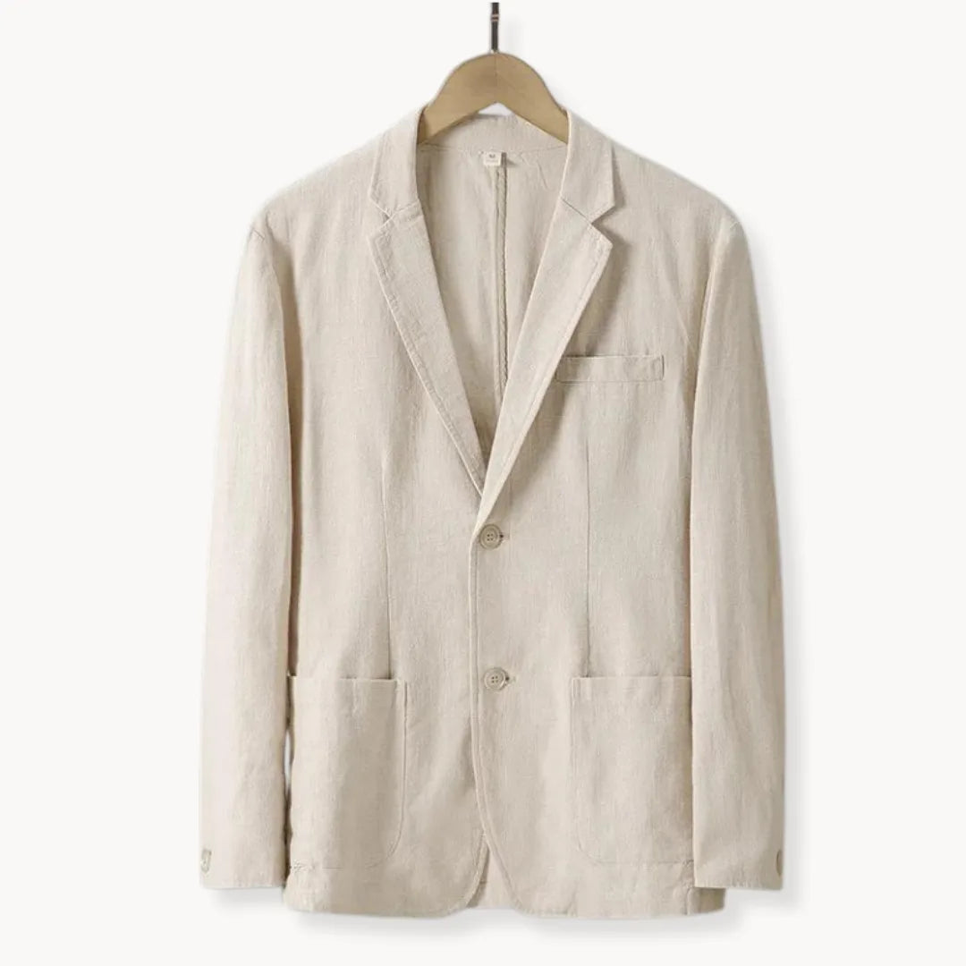 Hugo | Linen blazer with lapel collar and front pockets