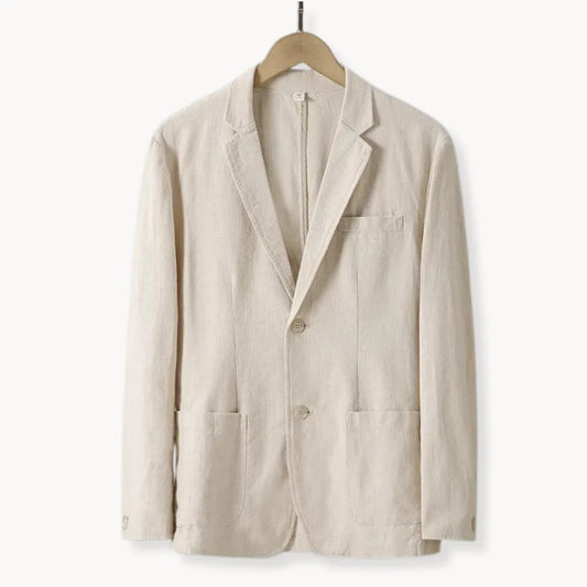 Hugo | Linen blazer with lapel collar and front pockets