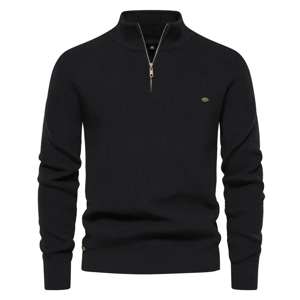Hugo Luxe Half Zip Jumper with Stand-Up Collar