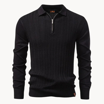 Hugo | Polo with Ribbed Pattern and Short Zip