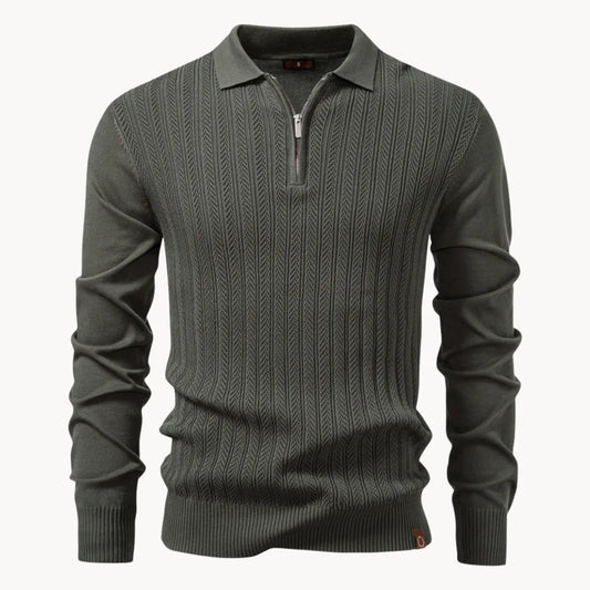 Hugo | Polo with Ribbed Pattern and Short Zip