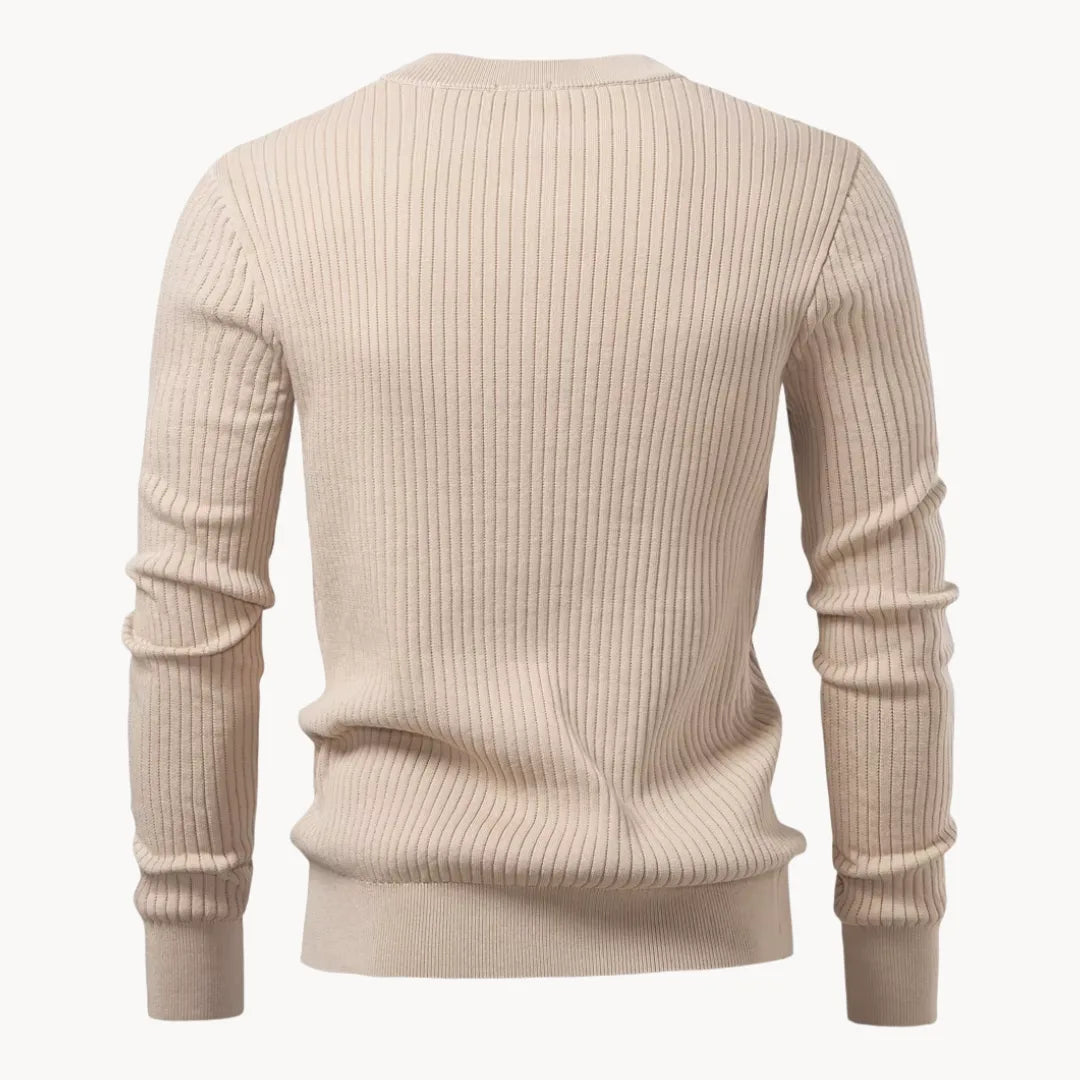 Hugo | Ribbed Sweater with Round Neck and Button Closure