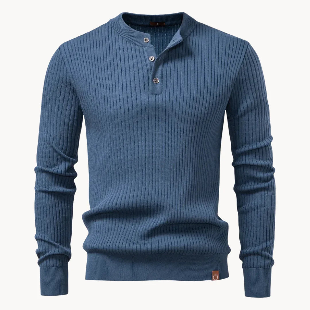 Hugo | Ribbed Sweater with Round Neck and Button Closure