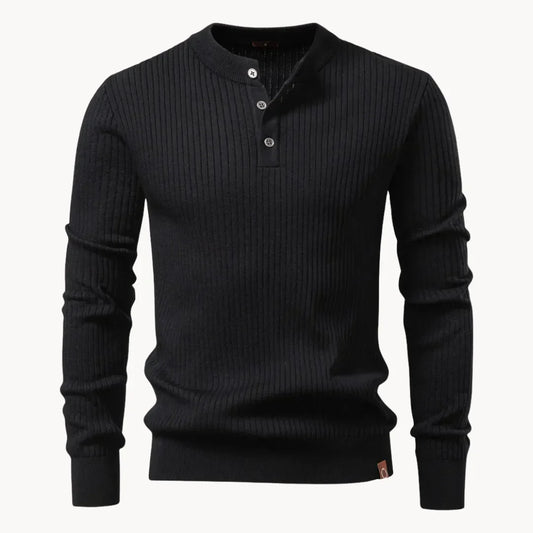 Hugo | Ribbed Sweater with Round Neck and Button Closure
