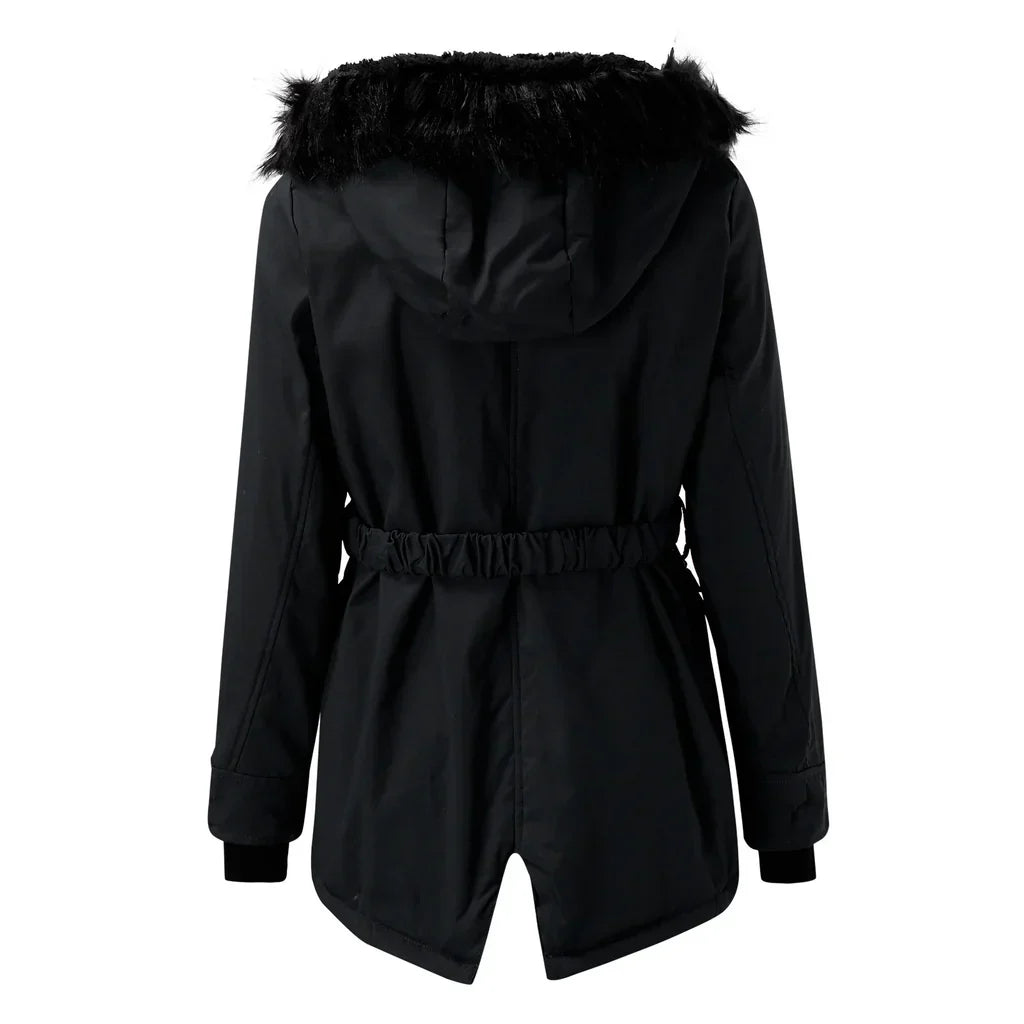 Cappotto invernale caldo con cappuccio da donna