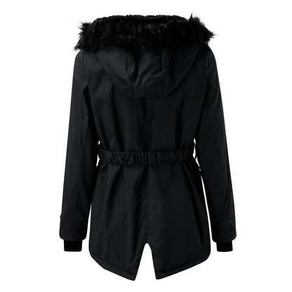 Cappotto invernale caldo con cappuccio da donna