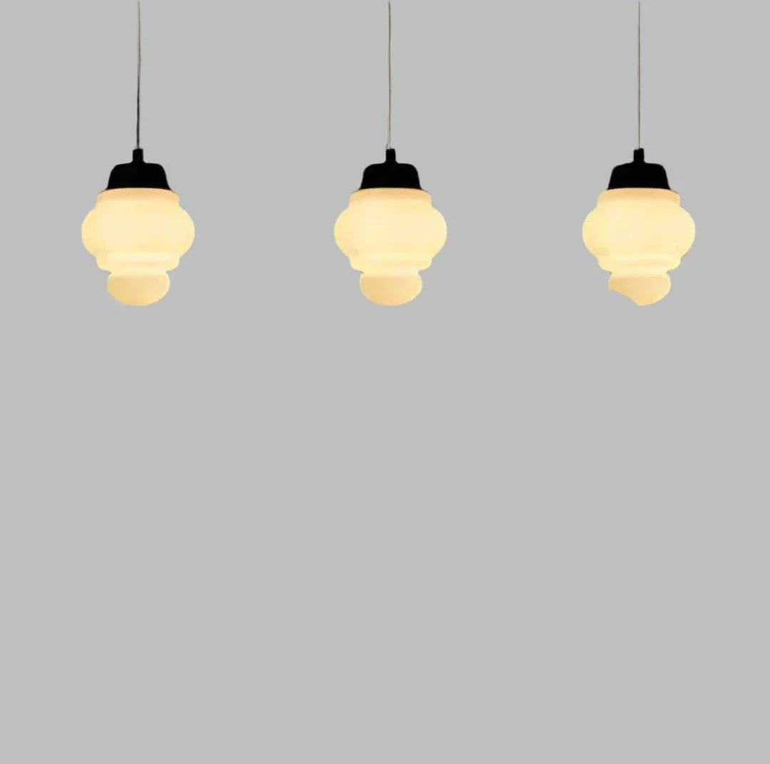 Vintage Geometric Pendant Light in Matt Glass with LED