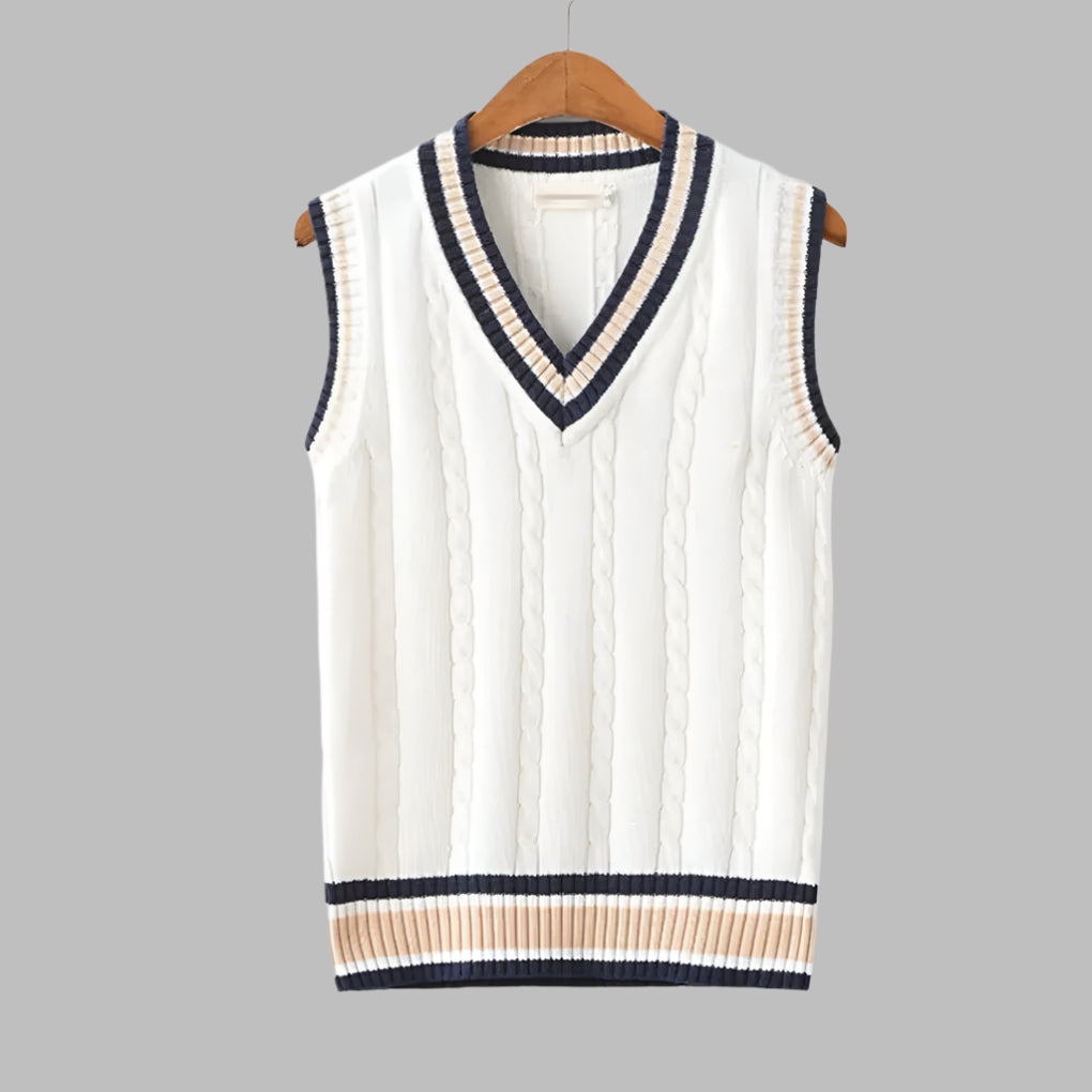 Retro striped preppy style sleeveless sweater
