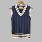 Retro striped preppy style sleeveless sweater