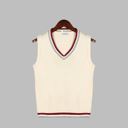 Retro striped preppy style sleeveless sweater