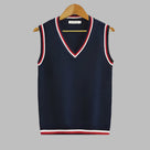 Retro striped preppy style sleeveless sweater