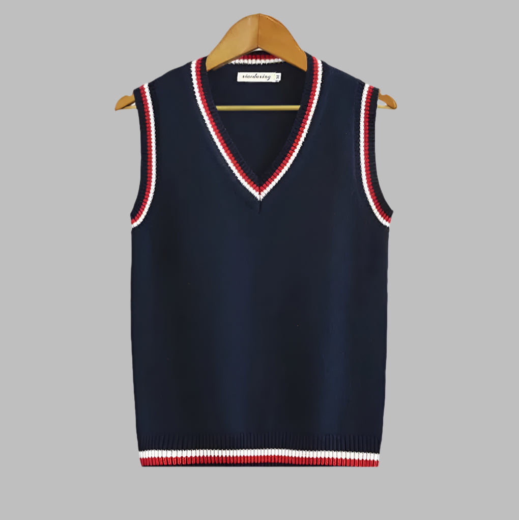 Retro striped preppy style sleeveless sweater