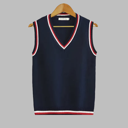 Retro striped preppy style sleeveless sweater