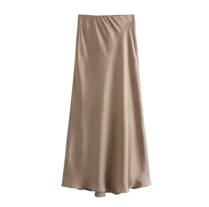 Zoë - Elegant Long Satin Maxi Skirt