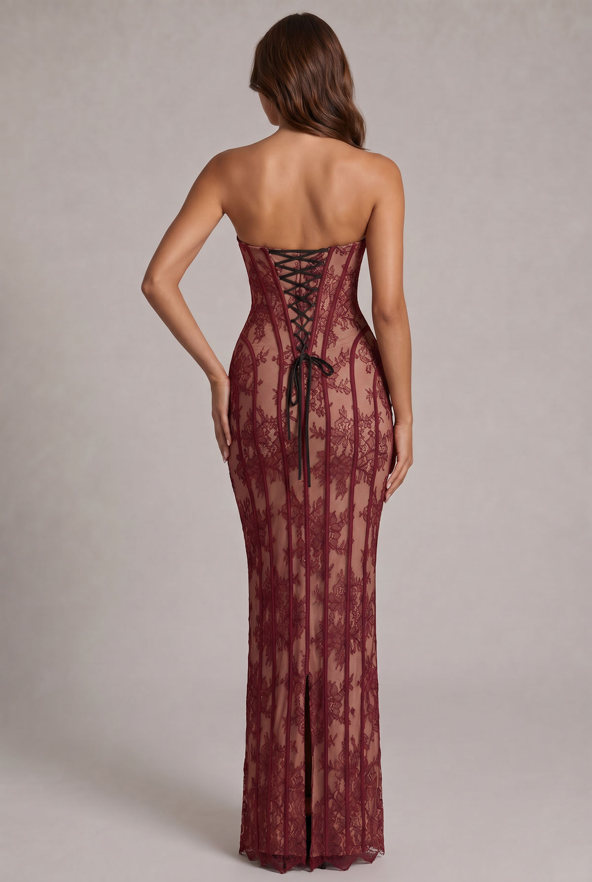 Ladies' Elegant Lace Maxi Dress with Flowing Skirt