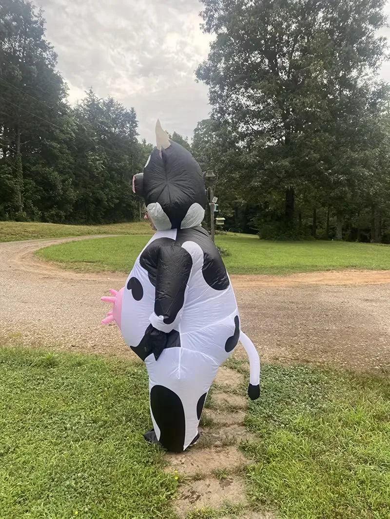 Inflatable Carnival Costume with Cow Pattern