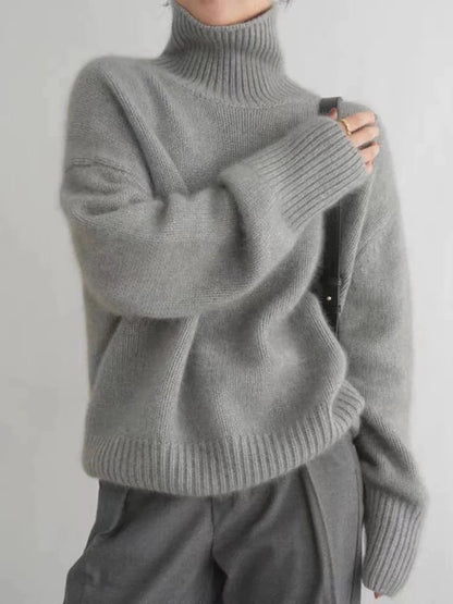 Ladies Soft Knitted Jumper with Roll Neck and Ribbed Cuffs