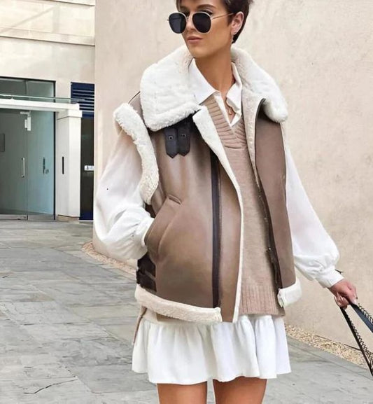 Bianca - Chaleco de invierno a la moda con cuello ancho