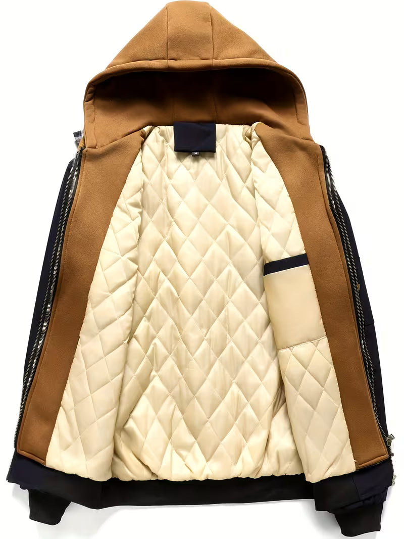 Jacket with Check Pattern and Hood