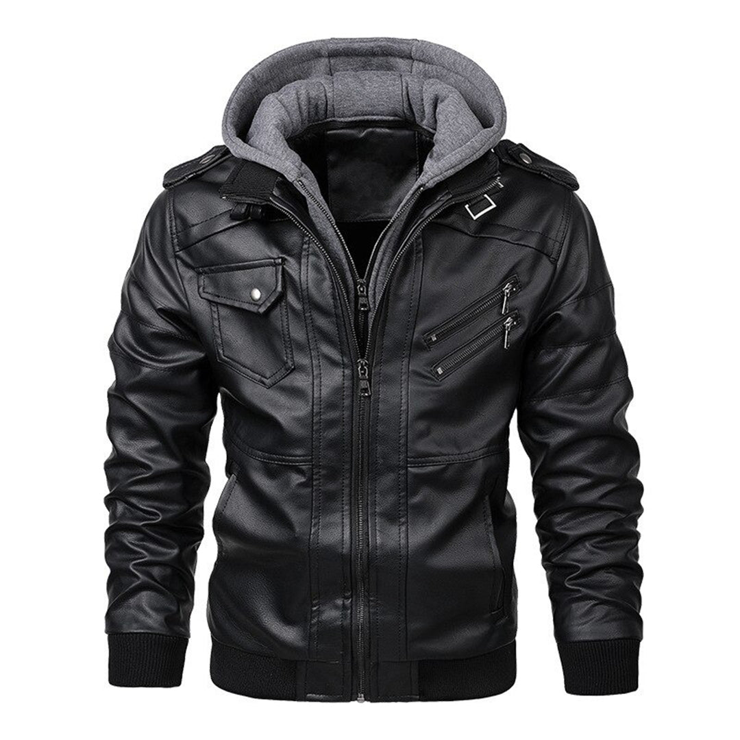 Mucho - Leather Jacket with Hood for Men