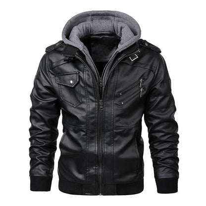 Mucho - Leather Jacket with Hood for Men