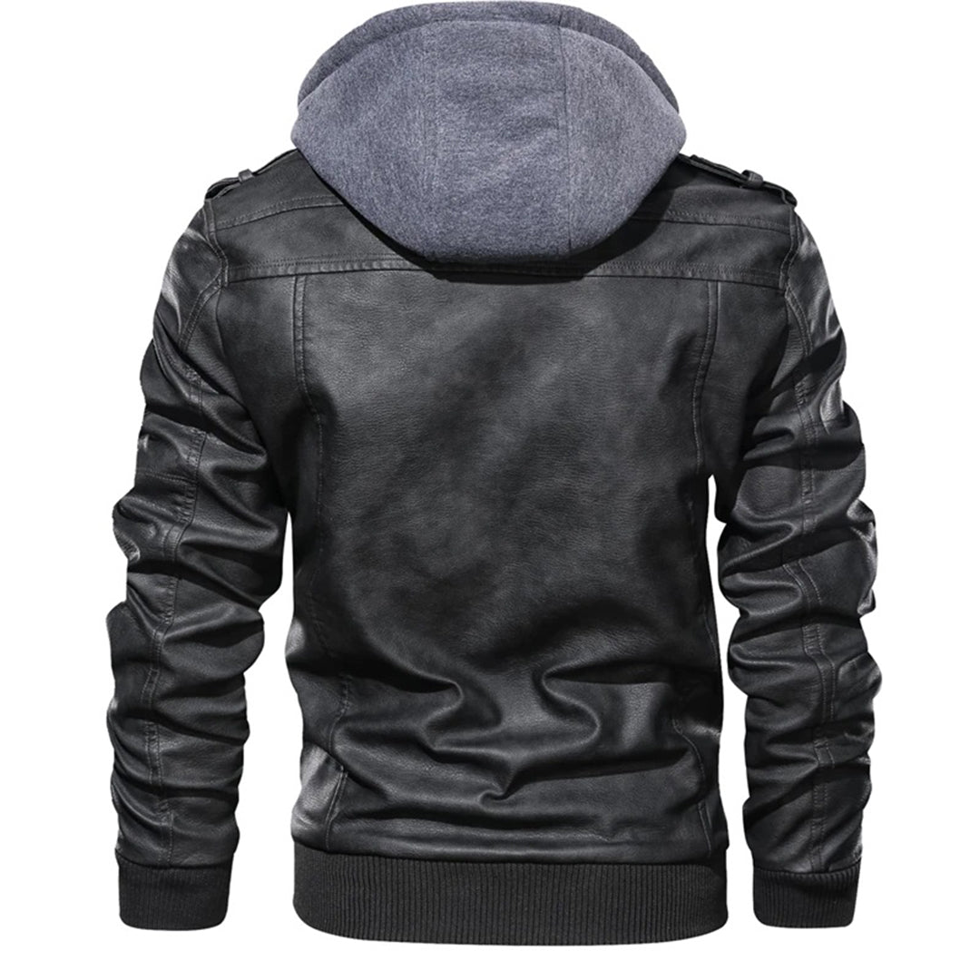 Mucho - Leather Jacket with Hood for Men