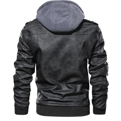 Mucho - Leather Jacket with Hood for Men