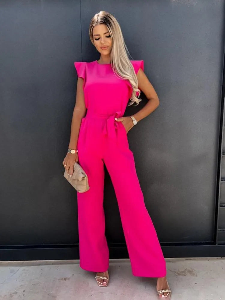 Jacobs | Elegant jumpsuit with wide legs and short sleeves