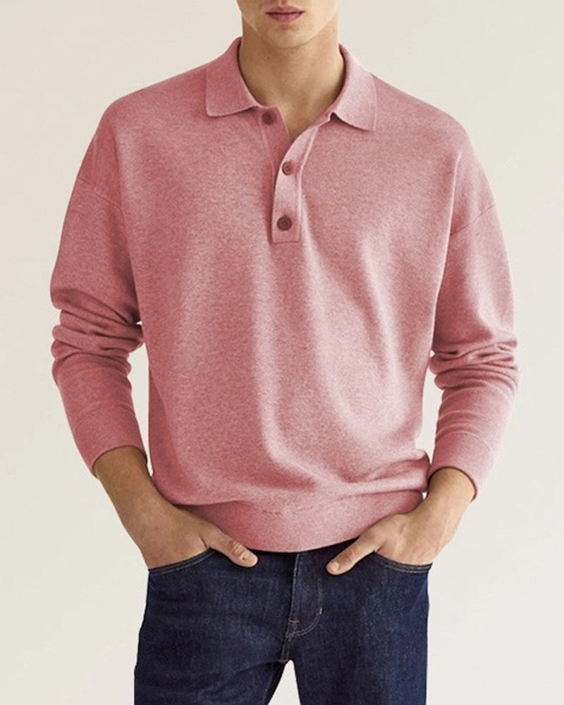 Jantje | Men's Polo Shirt with Long Sleeves and Button Closure