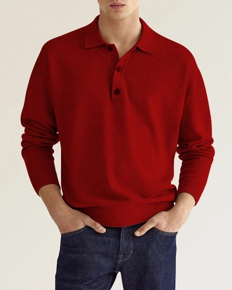 Jantje | Men's Polo Shirt with Long Sleeves and Button Closure