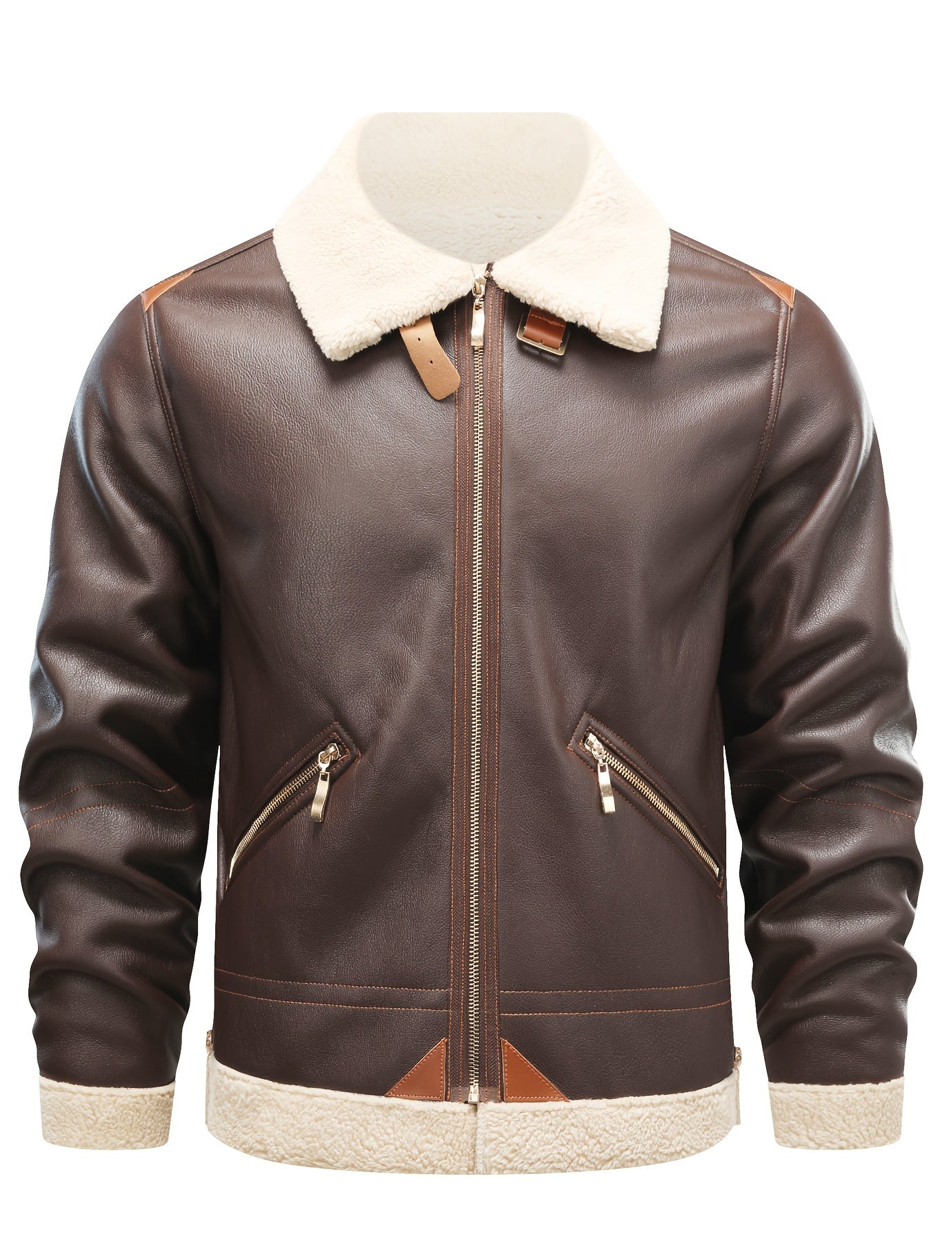 Jasper | Casual PU Leather Shearling Jacket with Lapel Collar