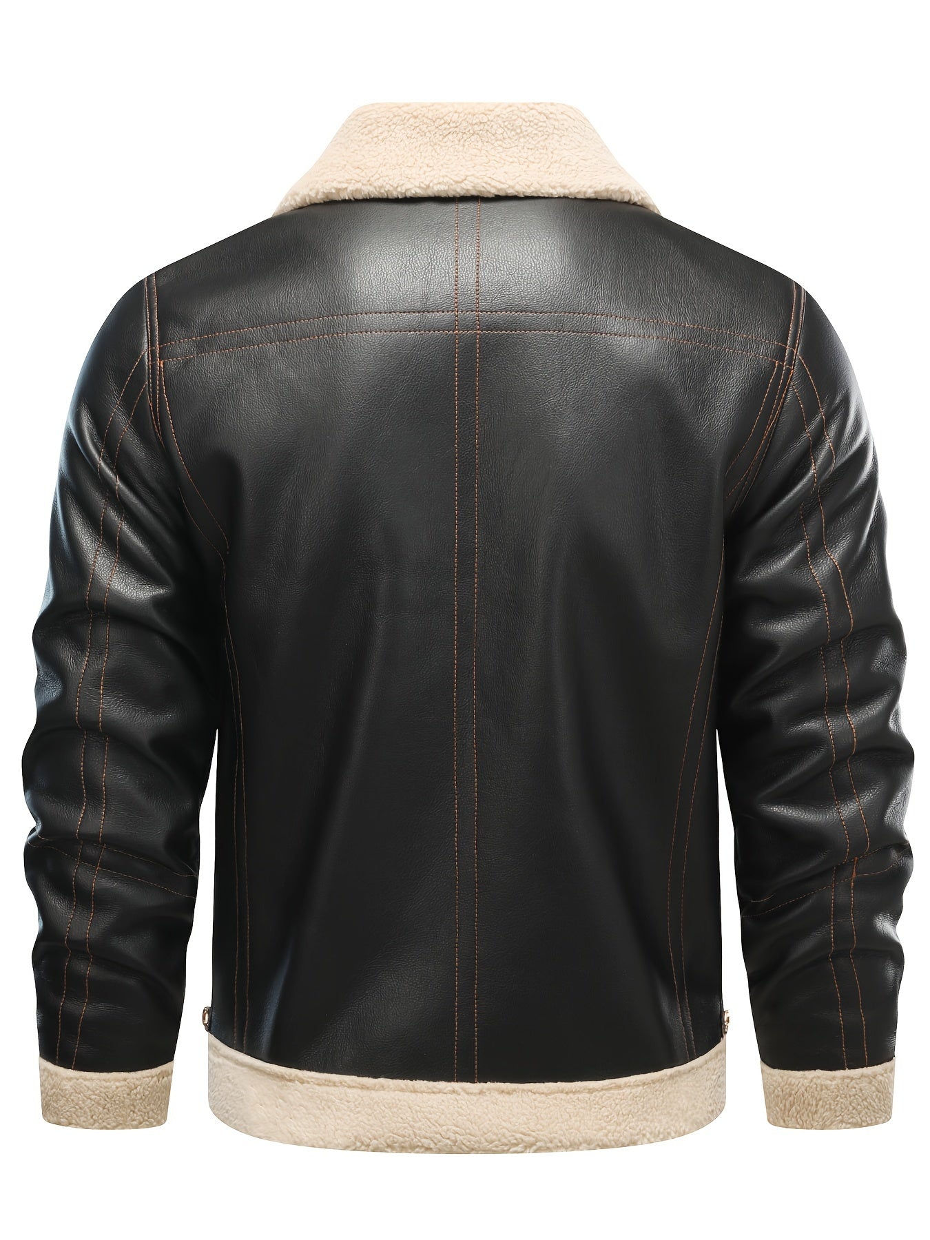 Jasper | Casual PU Leather Shearling Jacket with Lapel Collar