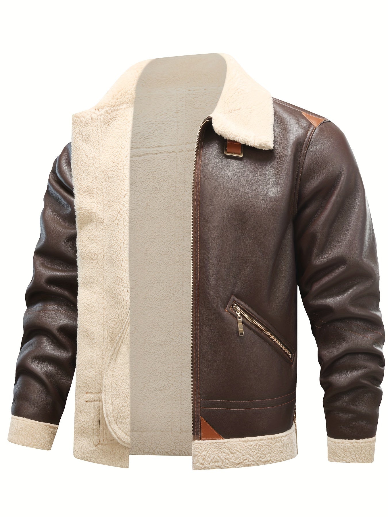 Jasper | Casual PU Leather Shearling Jacket with Lapel Collar