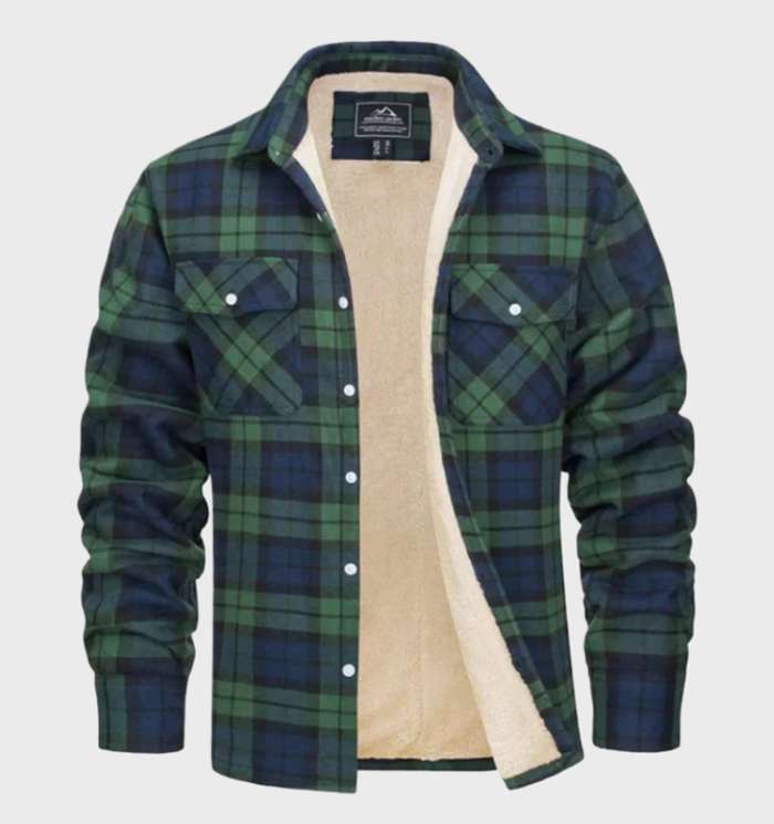 Jasper | Elegant men's flannel jacket in vintage style with fleece lining