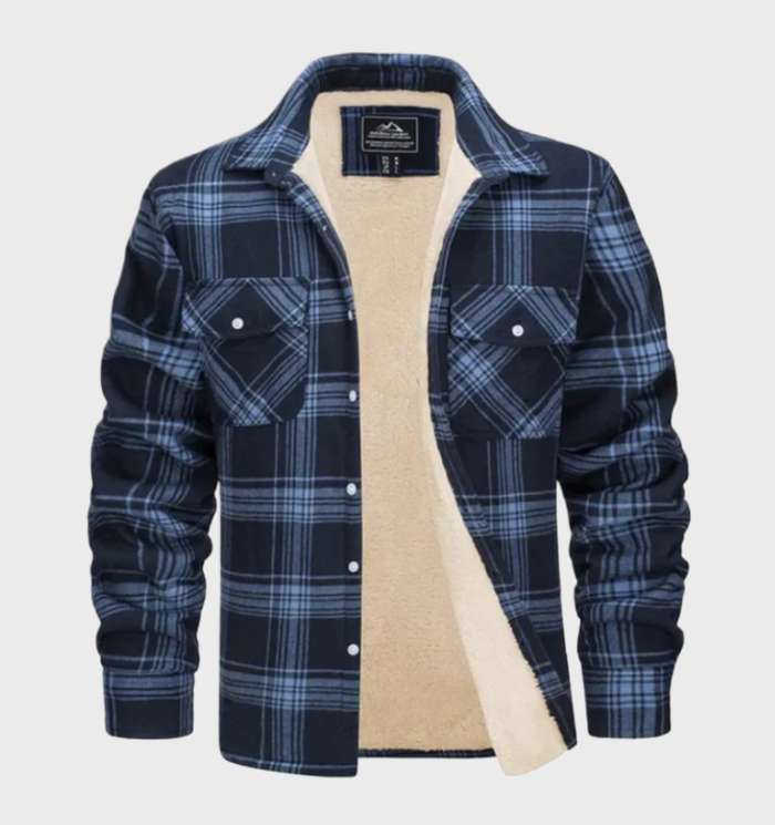 Jasper | Elegant men's flannel jacket in vintage style with fleece lining