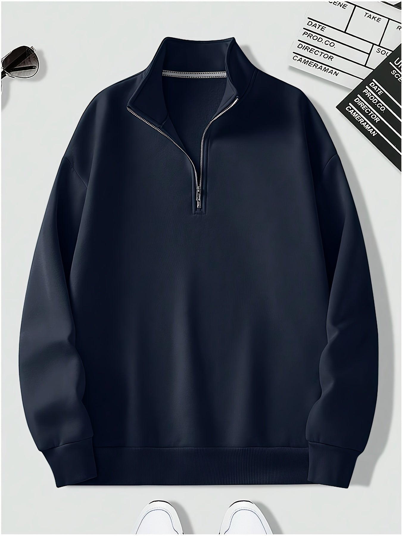 Jasper | Men's Casual Plain Colour Quarter-Zip Pullover Sweatshirt