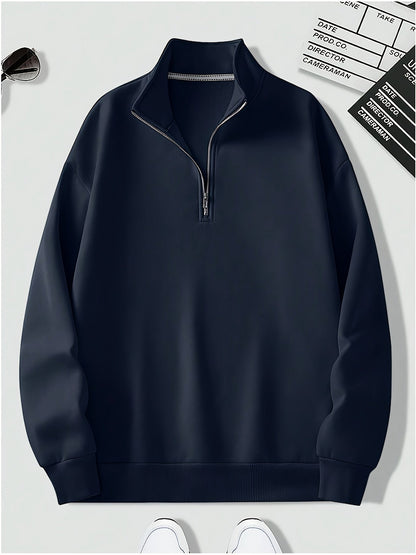 Jasper | Men's Casual Plain Colour Quarter-Zip Pullover Sweatshirt