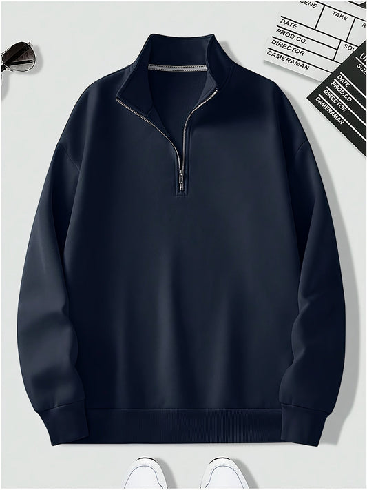 Jasper | Men's Casual Plain Colour Quarter-Zip Pullover Sweatshirt