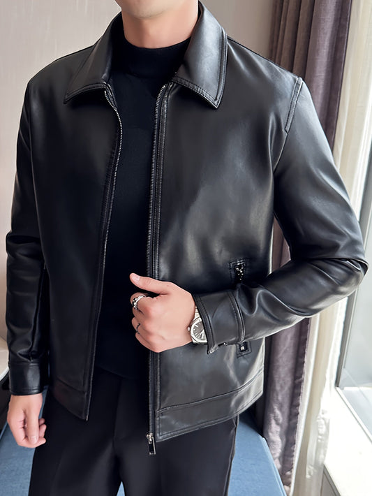 Jasper | Men's Imitation Leather Jacket with Zip and Pockets