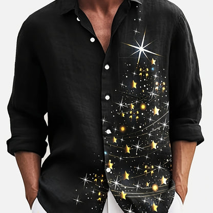 Jasper | Men's Shirt with Vintage Christmas 3D Print and Button Closure
