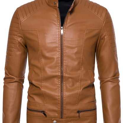 Jasper | Stylish PU Leather Men's Jacket with Stand-Up Collar